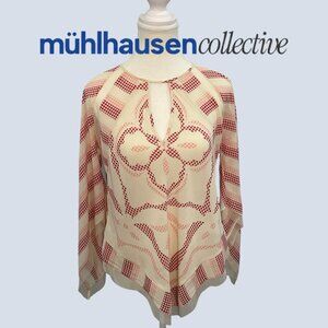 BCBG MaxAzria Silk Boho Mosaic Blouse